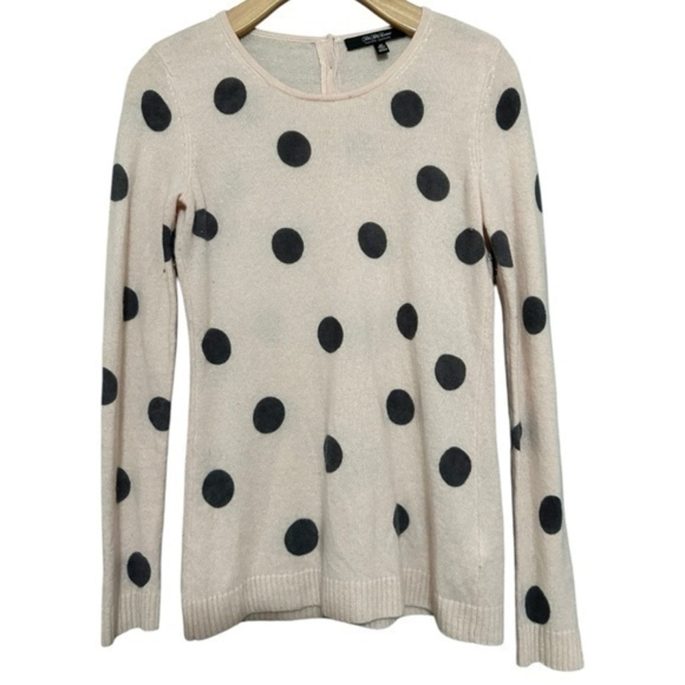 Saks 5th Avenue Women’s S Pale Pink Grey Polka Dot Tissue Cashmere Knit Sweater